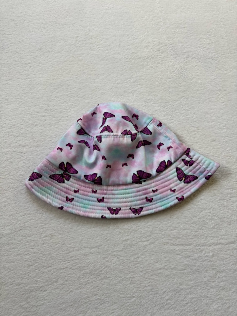 Butterfly Print Pastel Bucket Hat - Pink Purple